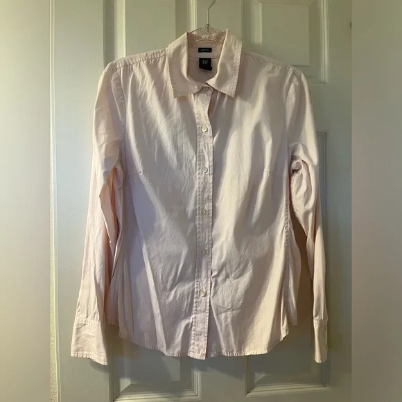 gap and ann taylor women’s pink & gray button down long sleeve blouses LOT OF 2 - Picture 4 of 5